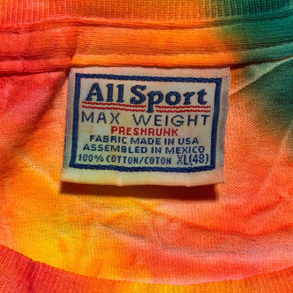 All Sport Tie Dye Bahamas Freeport Embroidered T-Shirt Mens XL Rainbow Souvenir - Picture 7 of 9